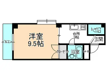 メゾンド住崎(1K/3階)の間取り写真