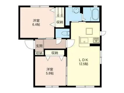 リヴェール(2LDK/1階)の間取り写真