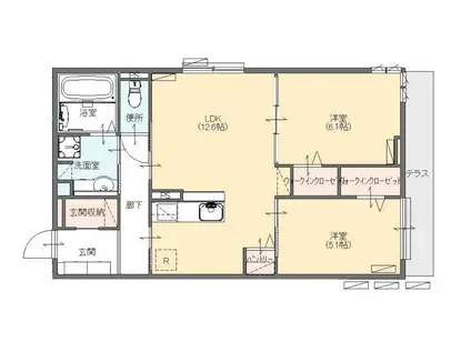 グリシナ白子(2LDK/3階)の間取り写真