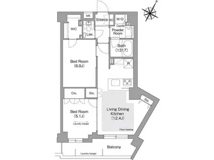 コンフォリア・リヴ文京護国寺(2LDK/4階)の間取り写真