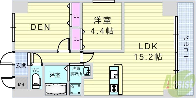 GROOVE豊中レジデンス(1SLDK/2階)の間取り写真