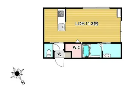 TOBIANO(ワンルーム/1階)の間取り写真