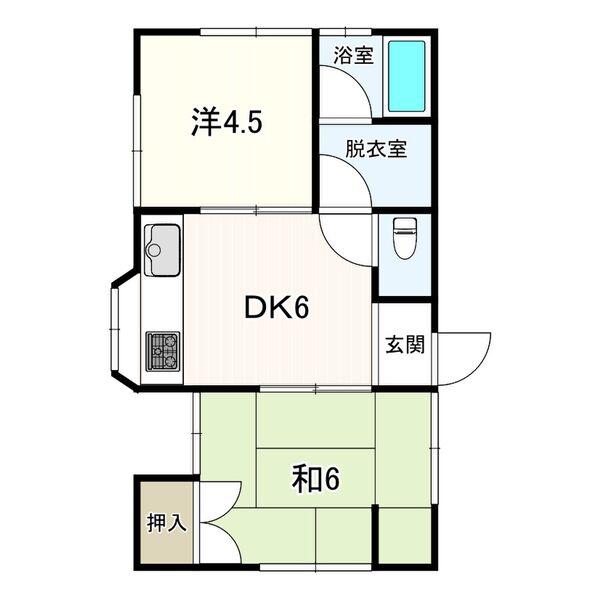 シンプルライフ田寺(2DK/1階)の間取り写真