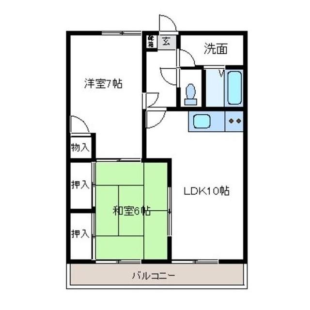 シャトレ山の手(2LDK/2階)の間取り写真