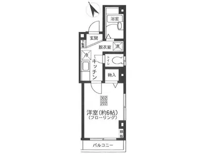 東京メトロ銀座線 末広町駅(東京) 徒歩3分 4階建 築24年(1K/3階)の間取り写真