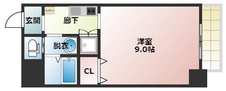 モノトーン難波(1K/5階)の間取り写真