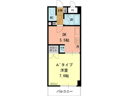 ソフィアレジデンス(1DK/4階)の間取り写真