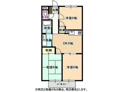 SURPLUS THREEハイツ緑ケ丘(3DK/1階)の間取り写真