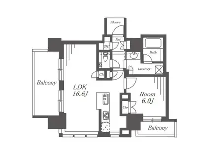 グランドメゾン名駅三丁目(1LDK/4階)の間取り写真