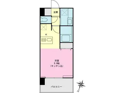 ウイングテラス京急川崎(1K/6階)の間取り写真