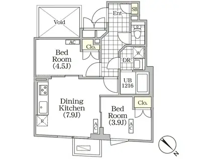 BRICK RESIDENCE 目黒本町 ブリックレジデンス目黒本町(2DK/4階)の間取り写真