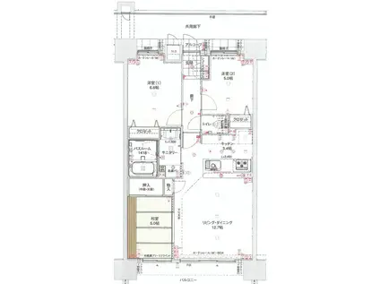 アルファステイツ熊本駅前(3LDK/12階)の間取り写真