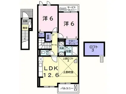 カーサ ボヌールA(2LDK/2階)の間取り写真