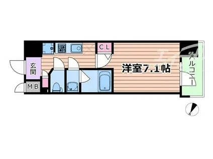 スプランディット十三本町(1K/9階)の間取り写真