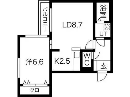 ウイングッド月寒中央(1LDK/3階)の間取り写真