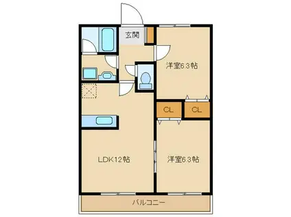 多摩都市モノレール 上北台駅 徒歩18分 2階建 築15年(2LDK/1階)の間取り写真