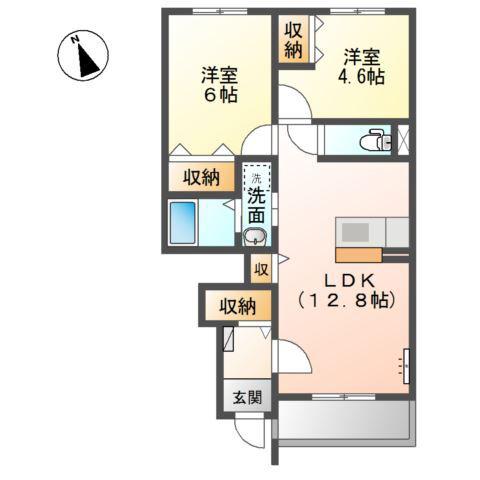 スターテラス小林(2LDK/1階)の間取り写真