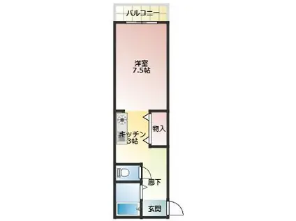 KOEIビル(1K/3階)の間取り写真
