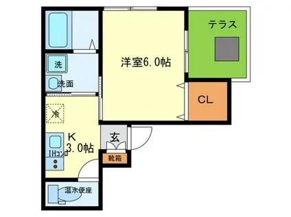 ロータスコートIII(1K/1階)の間取り写真
