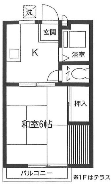 新妻ハイツ(1K/2階)の間取り写真