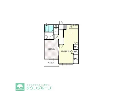 グリーンハイツ大沢I(1LDK/2階)の間取り写真