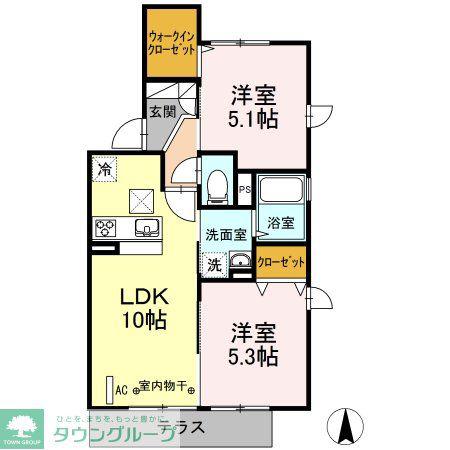 コンフォート湘南山手I(2LDK/1階)の間取り写真