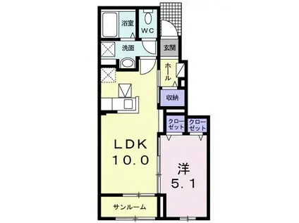 サニーハイツ ひまわりB(1LDK/1階)の間取り写真