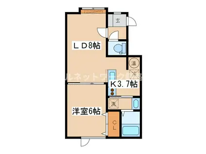 ポラリス(1LDK/2階)の間取り写真