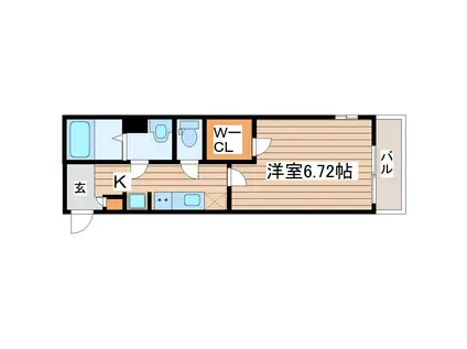 フェリアス長町(1K/4階)の間取り写真