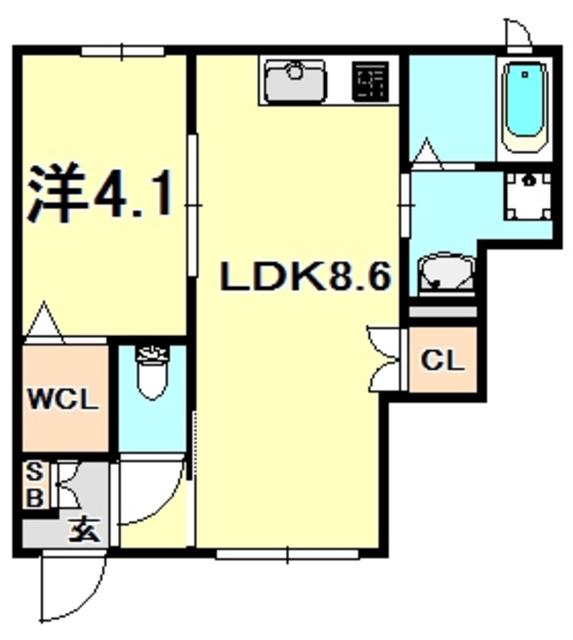 クレール(1LDK/1階)の間取り写真