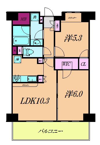 シャインデイズ(2LDK/2階)の間取り写真
