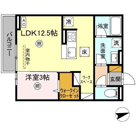 D-ROOM姫子(1LDK/1階)の間取り写真