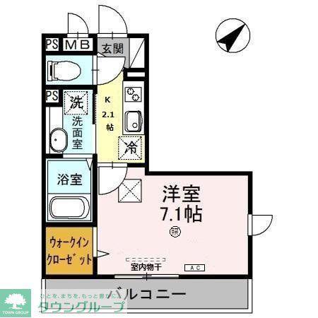 ジョーヌエトワール(1K/1階)の間取り写真