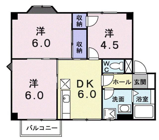 プラド-ル立川B(3DK/2階)の間取り写真