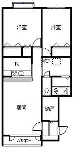 FORTUNA I・II(2LDK/2階)の間取り写真