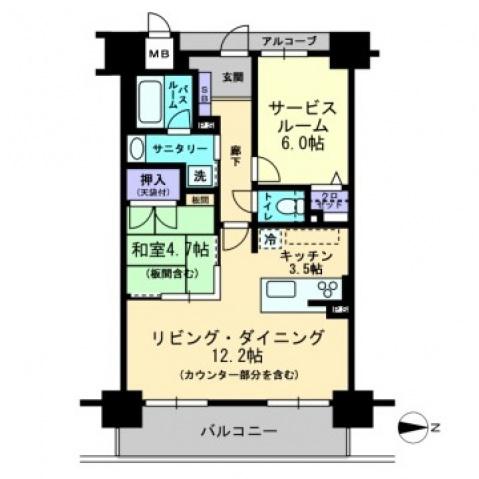 アルファステイツ岡山駅西(1SLDK/8階)の間取り写真
