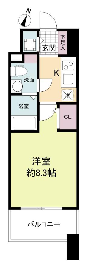 プラウドフラット新大阪(1K/3階)の間取り写真
