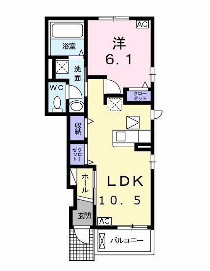 LUMIEREII(1LDK/1階)の間取り写真