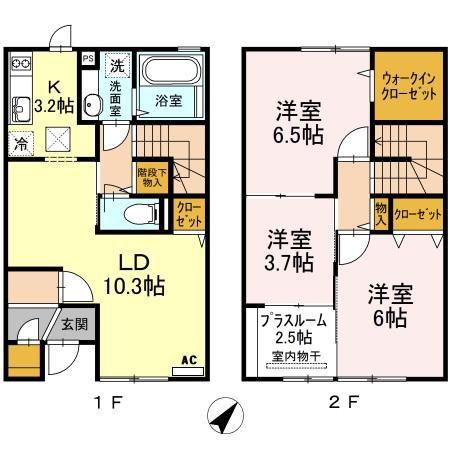 松浦鉄道西九州線 北佐世保駅 徒歩21分 2階建 築9年(3LDK/1階)の間取り写真