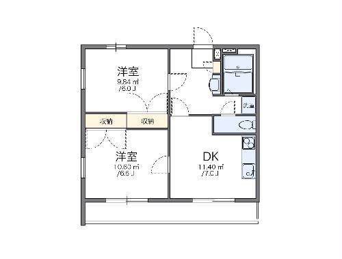 レオパレス華(2DK/2階)の間取り写真