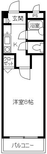 グレースA(1K/2階)の間取り写真