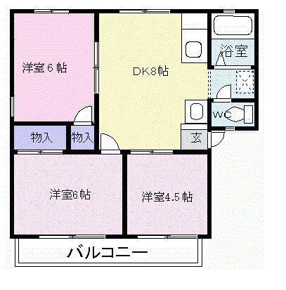 サンライフ柏木A(3DK/1階)の間取り写真