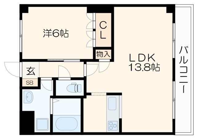 メゾントレント(1LDK/2階)の間取り写真