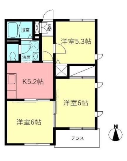 ハイツコスモ弐番館(3K/1階)の間取り写真