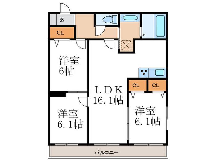 アトレーユ長岡京(3LDK/3階)の間取り写真