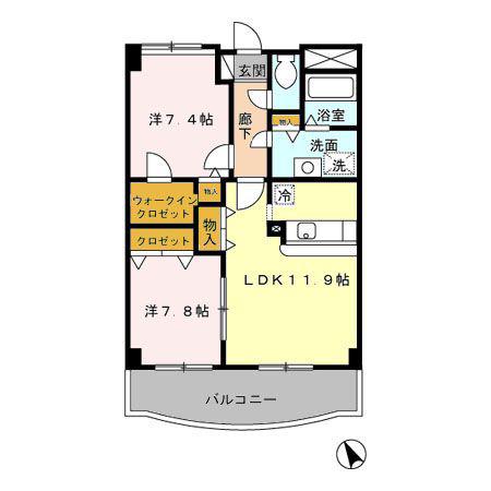 アムフルッス(2LDK/1階)の間取り写真