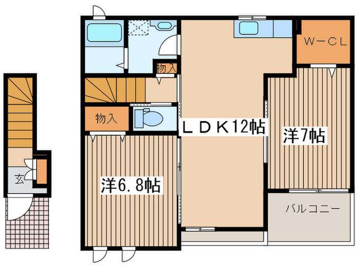 ハピネスII(2LDK/2階)の間取り写真