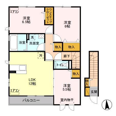 ヴェヌストE(3LDK/2階)の間取り写真