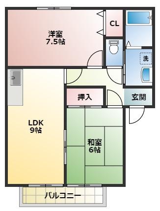 サンフローラ袋井 D(2DK/2階)の間取り写真