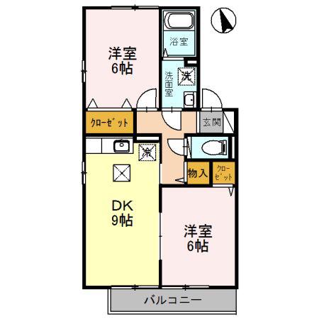 セジュールM -II(2DK/1階)の間取り写真